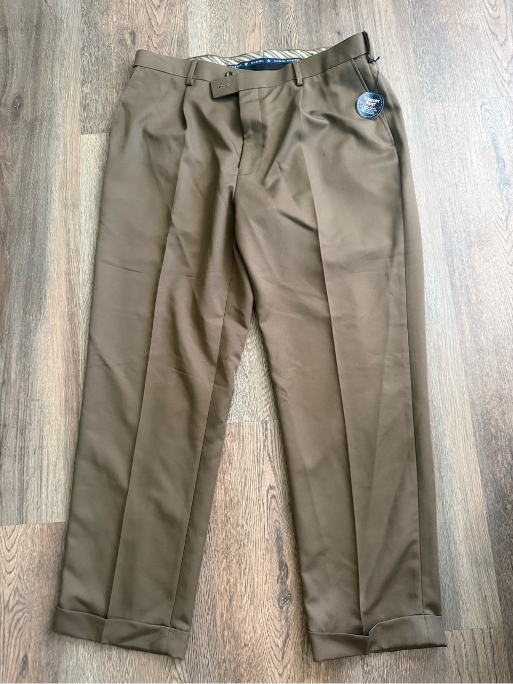 Saddlebred Men's Olive Brown Dress Trousers